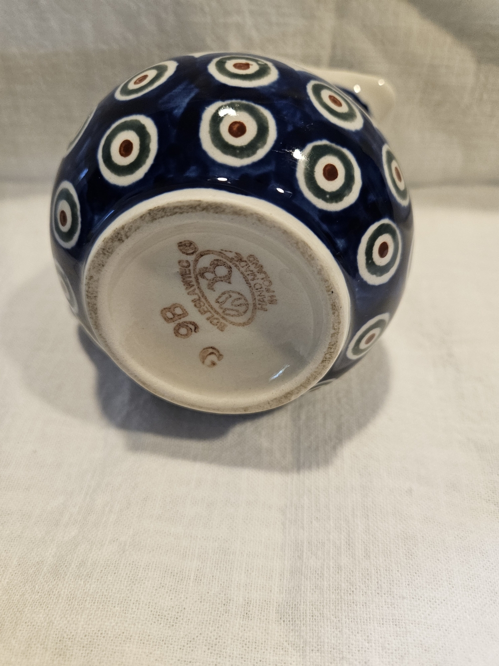 Handcrafted Blue Ceramic Decorative Vase - Eye Motif